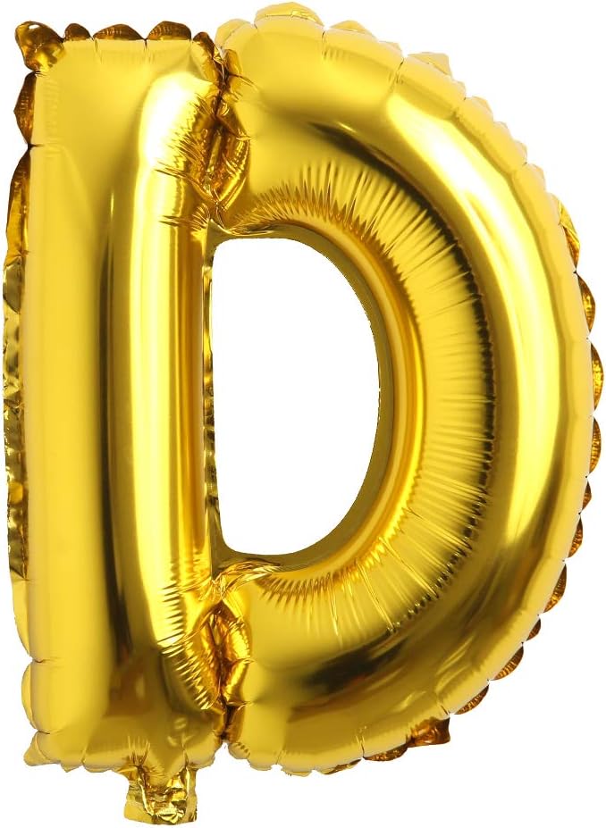 16" Alphabet Letter and Number Balloons Set Package, Aluminum Hanging Foil Film banner Mylar Balloon for Birthday Party Decoration Custom Word (A-Z, 0-9 Gold) (16 inch D Gold)