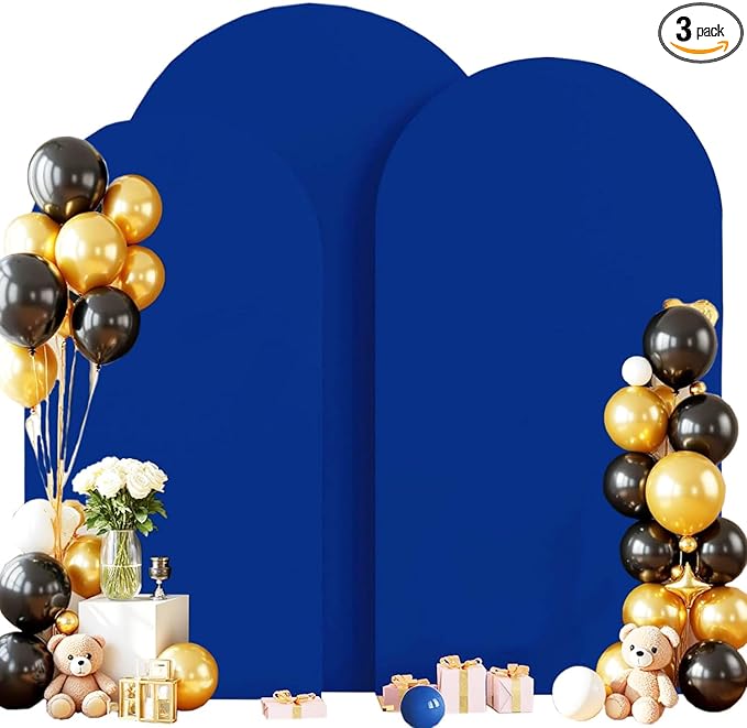 Wedding Arch Cover (7.2FT, 6.6FT, 6FT) Set of 3 Arch Backdrop Spandex Cover for Birthday Party Baby Shower Ceremony Banquet Decoration (Royal Blue, 7.2FT,6.6FT,6FT)