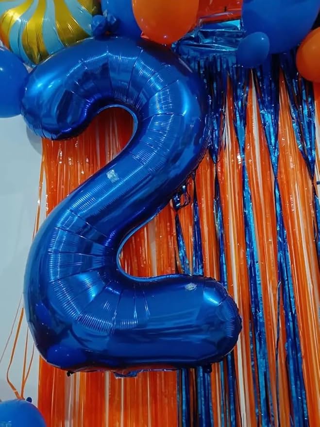 Metallic Blue Number 2 Balloon 40 Inch, 2 Balloon Number, 2nd Birthday Decorations for Baby Girls Boys Toddlers