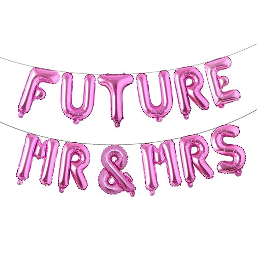 Multicolor Future MR & MRS Balloon Banner Bride and Groom Party Decorations for Bridal Shower and Engagement Party (Future MR & MRS Rose Red)