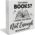Bookshelf Wood Box Sign Decor Desk Sign Too Many Books Not Enough Bookshelves Wooden Box Block Sign Rustic Home Library Shelf Wall Decoration