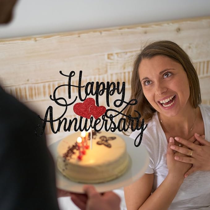 Kaoenla Happy Anniversary Cake Topper - Company Anniversary,Wedding Wedding Anniversary,Birthday Party Selected Decoration Supplies