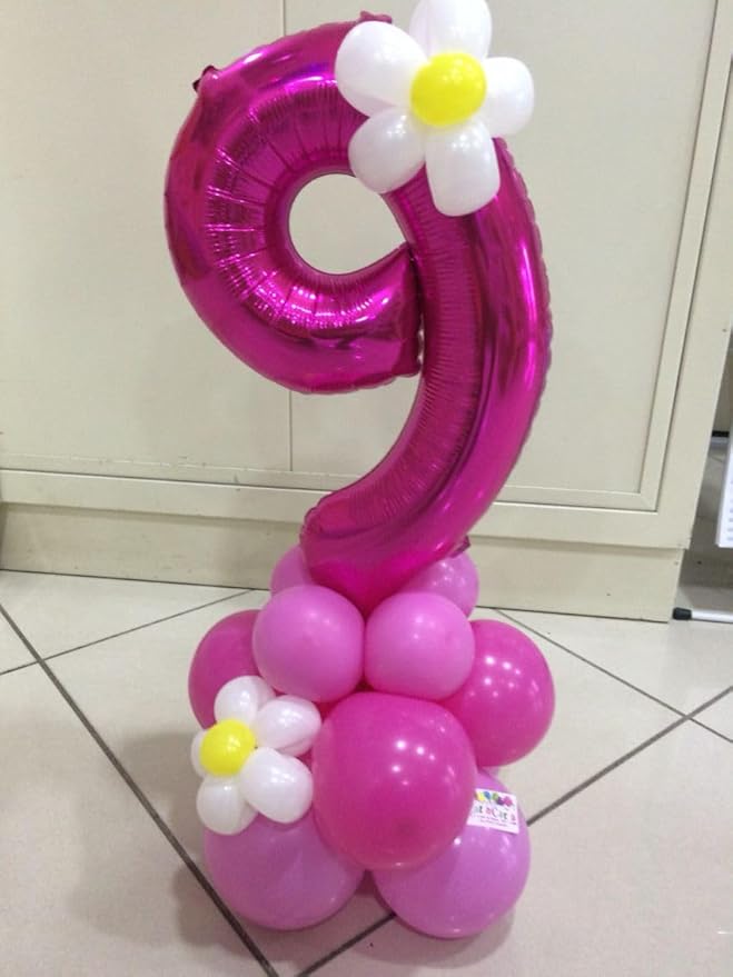 Rose Purple Number 9 Balloon, Foil 40 Inch Happy 9 19 29 90 Birthday for Men And Women, Foil Balloons Decoratins for Wedding Anniversary, Single, New Year, Halloween Party Syupplies