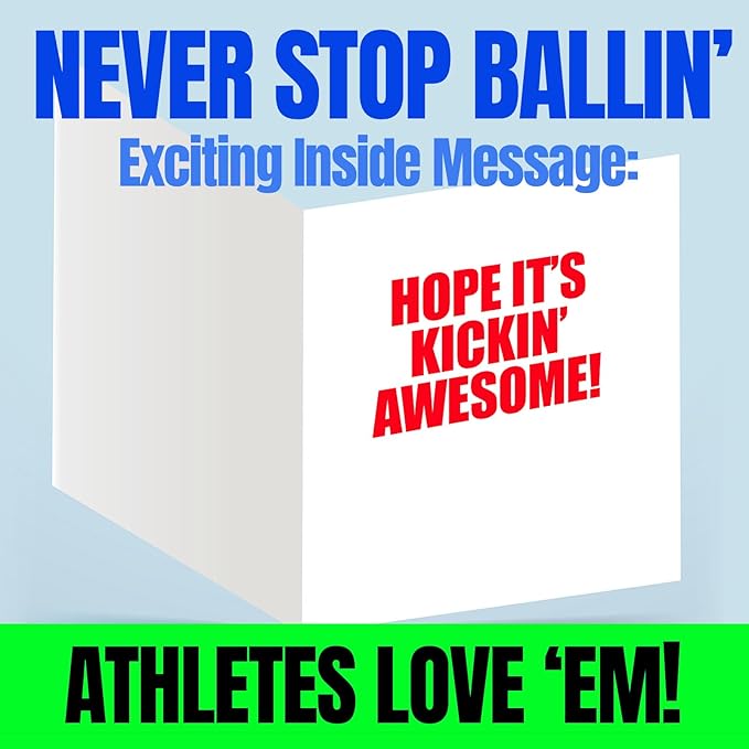 Play Strong Soccer Happy Birthday Baller Birthday Card, 5x7 Inch, Multicolor, Includes Envelope