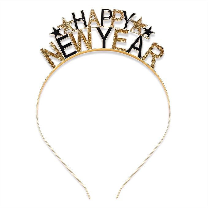 Happy New Year Headbands for Women, New Year’s Eve Hat Star Hairbands New Year Party Supplies Holiday Gifts