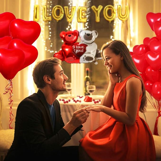 50 Pieces Love Heart Balloons 10-inch Red Latex Heart Balloons for Valentines Day Wedding Anniversary Engagement Birthday Garden Company Celebration Graduation Prom Party Decoration Romantic Decor