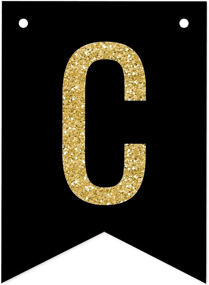 Andaz Press Faux Gold Glitter on Black Bridal Shower Bachelorette Party Banner Decorations, Cheers Bitches!, Approx 5-Feet, 1-Set, Colored Hanging Pennant Decor