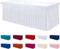 Smiry Spandex Tablecloth, Elastic Fitted Stretch Tablecloth for 6FT Rectangle Tables, Waterproof Washable Table Cover Skirt for Outdoor, Wedding, Banquet & Parties (White, 72Lx36Wx30H Inch)