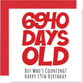 19th Birthday Card for Men Women Him Her - 6940 Days Old - Funny Teenager Nineteen Nineteenth Happy Birthday Card for Brother Sister Son Daughter Cousin, 5.7 x 5.7 Inch Humor Joke Greeting Cards