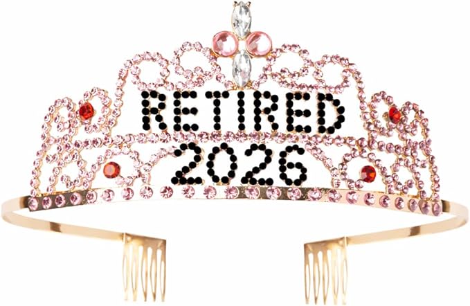 2026 Retirement Tiara & Sash - Officially Retired Sash & Crown for Parties, Events, Gifts, Favors, and Decorations (2026 Pink)