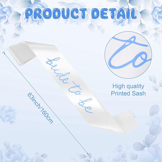 Blue Bride to Be Sash Veil for Bachelorette Party Decorations, 2 Pack Bride to Be Decorations Set for Women and Girls, Blue Bridal Shower Gift, Wedding Engagement Gifts for bride