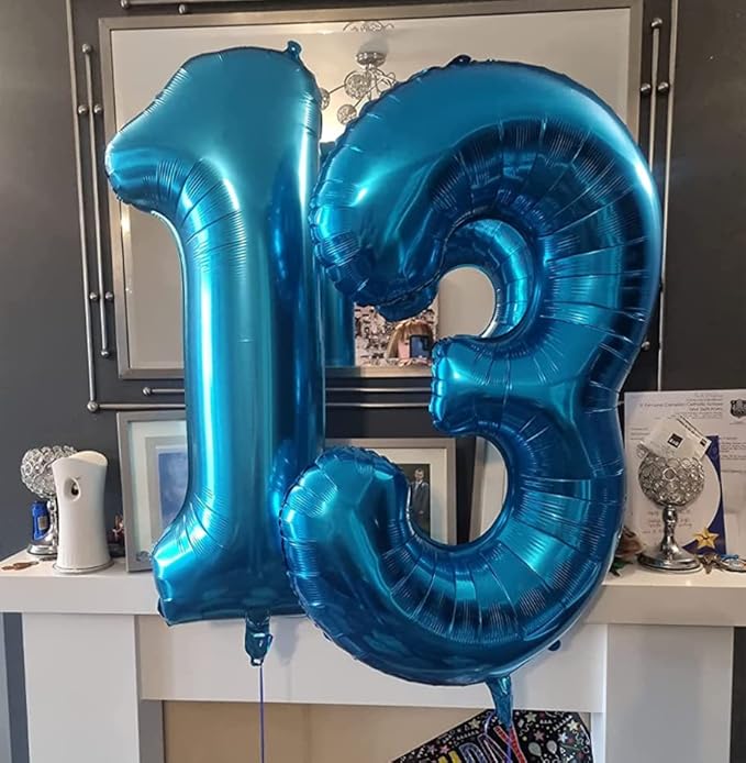 40 Inch Blue Number Balloon 3, Large Number Foil Balloons Mylar for Girl Boy Birthday Party Celebration Decorations Supplies, Digital Balloons for Wedding Anniversary Events Decorations