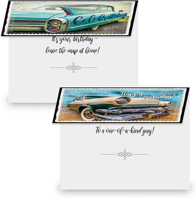 Current Vintage Transport Birthday Greeting Cards - Set of 20 (2 each of 10 Designs), 5 x 7 Inches, Classic Cars, Airplanes, Trains, Envelopes Included, Assortment Set