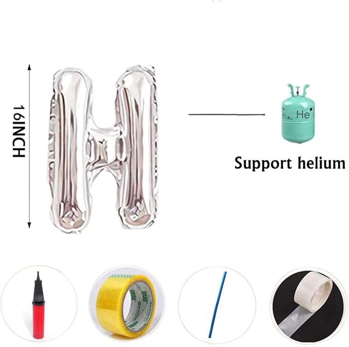 16 Inch Silver Letter Balloons Mylar Foil Alphabet Letter A-Z Balloons Set for Wedding Birthday Party Decoration Banner(26pcs Pack)