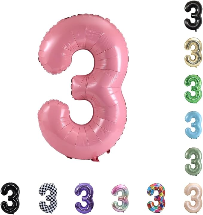 40 Inch Large Foil Helium Number Balloon Birthday Wedding Party 0-9 (Baby Pink, 3)