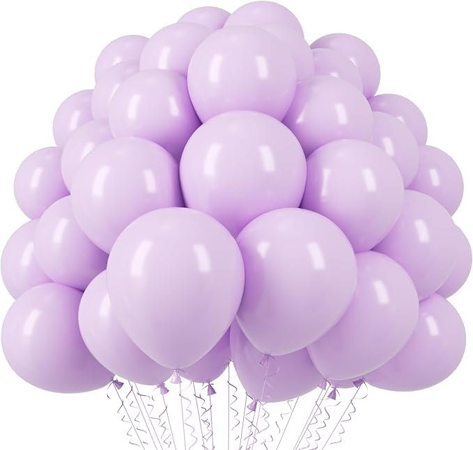 110pcs Pastel Purple Balloons 12inch Light Purple Latex Party Balloons for Graduation, Easter, Wedding, Birthday, Bridal Shower, Rainbow Party, Baby Shower, Anniversary Party Decorations