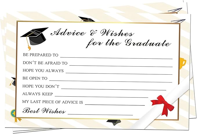 Fibevon Graduation Advice Cards - 50-Pack Graduate Party Supplies 2026 Advice for the Graduate Decorations Party Favors Table Games Personalized Graduations Cards