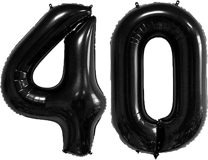 40 Inch Number Balloons 40 Black Big Giant Jumbo Number Foil Mylar Balloons for 40th Birthday Party Supplies Anniversary Events Decorations (black-40)