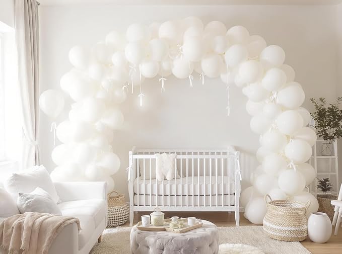 50 Pack 12 Inch White Latex Balloons for Party Decorations, Thick Premium Balloons for Wedding, Baby Shower, Engagement, Graduation, Photo Backdrop, Arch & Garland, Air or Helium