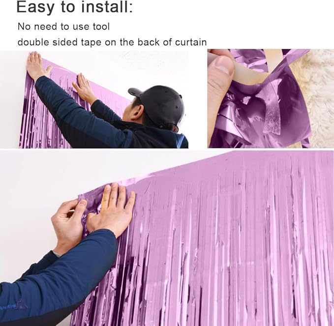3 Pack Fringe Curtains Party Decorations,Tinsel Backdrop Curtains for Parties,Photo Booth Wedding Graduations Birthday Christmas Event Party Supplies (Pink)