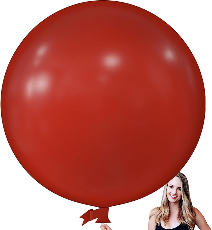 KALOR 36 Inch Giant Burgundy Red Balloons, 6 Pack Large Round Burgundy Red Latex Balloons for Anniversary, Birthday, Christmas, Wedding, Baby Shower Party Decorations