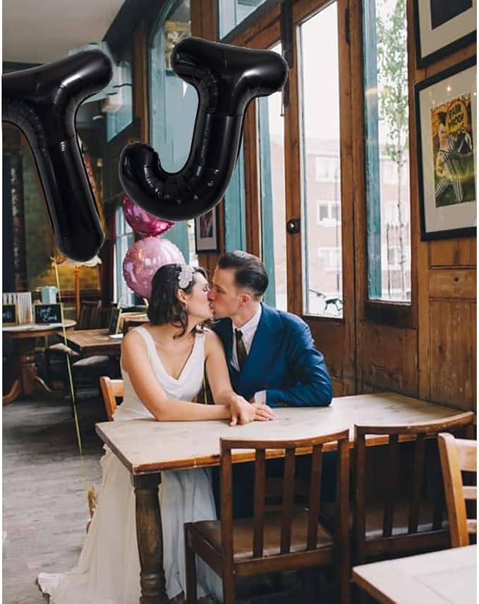 TONIFUL 40 Inch Large Black J Letter Balloons, Jumbo Helium Balloons for 2026 New Year Eve Graduation Wedding Baby Shower Birthday Party Anniversary Supplies Decorations