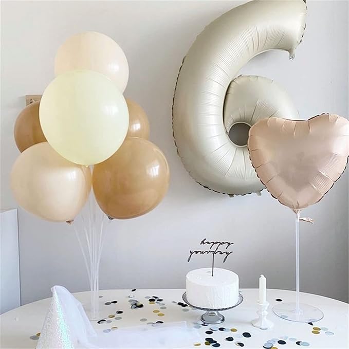 Beige Number 70 Birthday Balloons, 40 Inch Large Cream Foil Number 7 and 0 Balloons for Women, 70th Birthday Balloons White Sand for 70 Year Old Men Anniversary Birthday Party Decorations Supplies