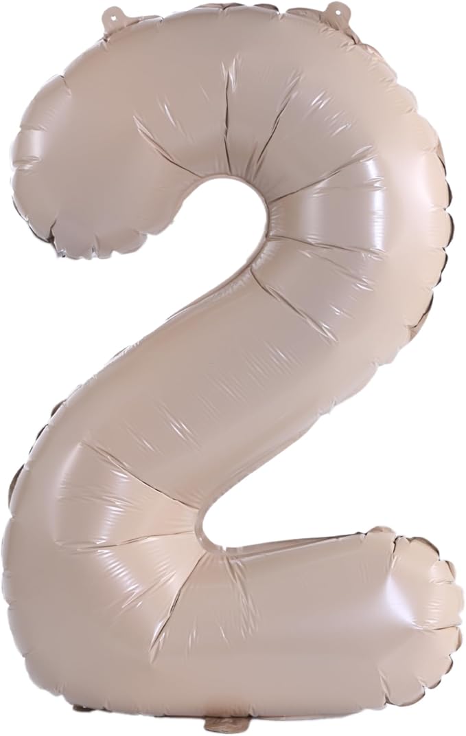 YPSelected 32 Inch Large Foil Helium Number Balloon Birthday Wedding Party 0-9 (Cream, 2)