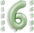 AULE 40 Inch Large 6 Balloon Numbers Sage Green, Big Foil Number Balloons, Giant Helium Happy Birthday Party Decorations for Man and Women, Huge Mylar Anniversary Party Supplies