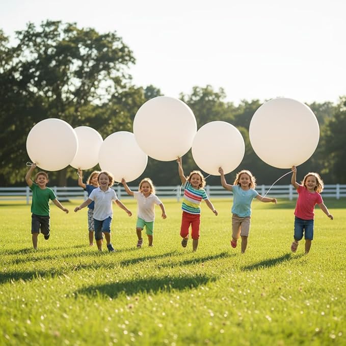 KALOR White Giant Balloons 36 Inch Large Latex Balloons, 4 Pack Jumbo Round Helium Balloon for Birthday Bridal Shower Wedding Baby Shower Party Decorations