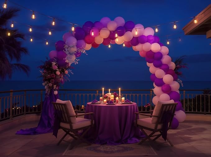50 Pack 12 Inch White and Purple Latex Balloons (25 + 25), Princess Party Decorations, Quinceañera & Bridal Shower Balloon Arch Kit, Baptism/Christening Décor, Photo Backdrop, Party Supplies