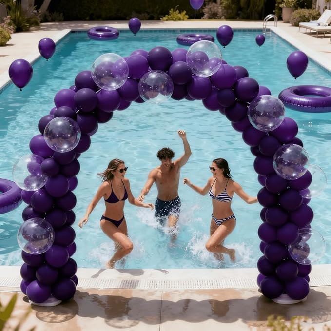 400 Pcs Dark Purple Balloons 12 Inch Round Helium Purple Bulk Latex Balloon for Wedding Graduation Birthdays Christmas Party Decorations