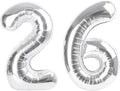 Number Balloon 26 Silver, Foil Happy 26th Birthday Balloon for Men & Women,40 Inch Large Balloons for 2 6 26 62 2026 Wedding Marriage Proposal Engagement Decorations