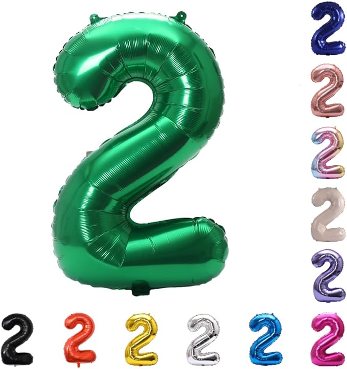 YPSelected 32 Inch Large Foil Helium Number Balloon Birthday Wedding Party 0-9 (Green, 2)