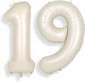 SUWEN 40 Inch Cream White Large 19 Number Balloons Big Foil Helium Number Balloons 0-9 Jumbo Happy 19th Mylar Birthday Party Decorations for Boy or Girl 91 Anniversary Party Supplies