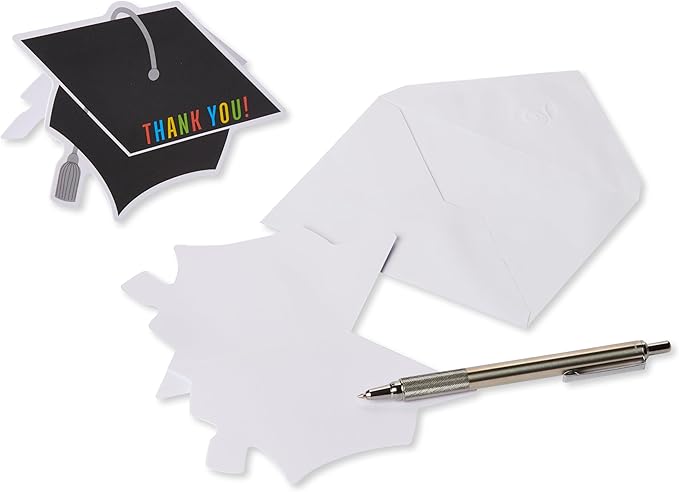 American Greetings Graduation Blank Thank You Cards with Envelopes, Graduation Cap Shape (50-Count)