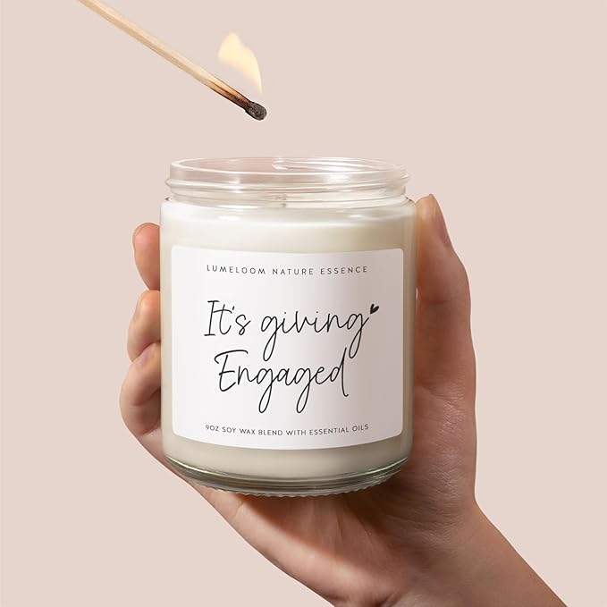 Engagement Gifts for Couples, Bride Gifts, 9oz Lavender Scented Soy Wax Candle, Best Engaged Candle for Women, Bride to be, Fiance, Bachelorette, Engagement Party Decorations