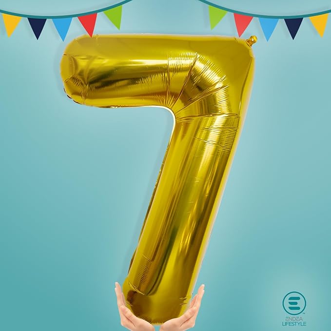 40 Inch Large Gold Number Celebration and Decoration Balloon for Birthday Parties, Graduations, Anniversaries, Weddings, Photo Shoots, Special Events - Helium Foil Mylar (Gold Number 7)
