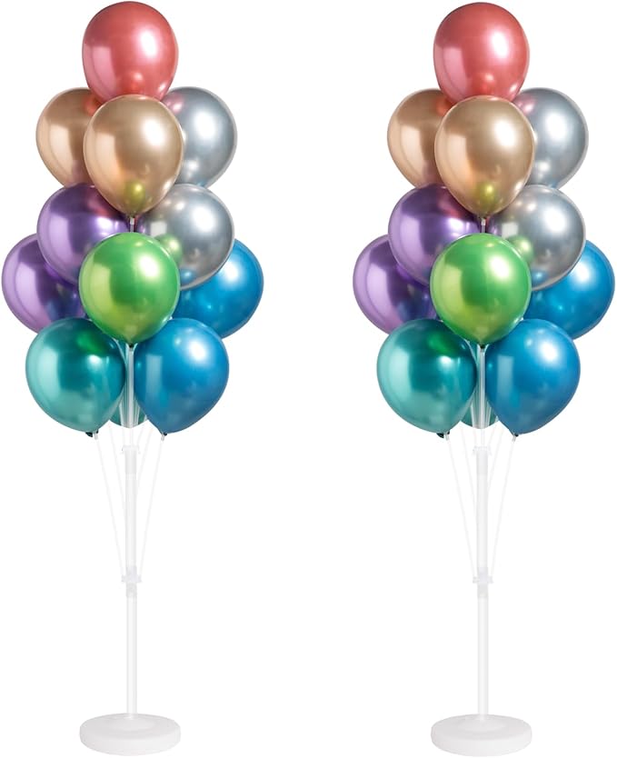 Balloon Column Kit for Floor-7 Colors Metallic Balloon Stand Kit,Base&Pole,Balloon Tower Backdrop Arch Decoration for Wedding,Bridal&Baby Shower,Birthday Party,Anniversary,Graduation