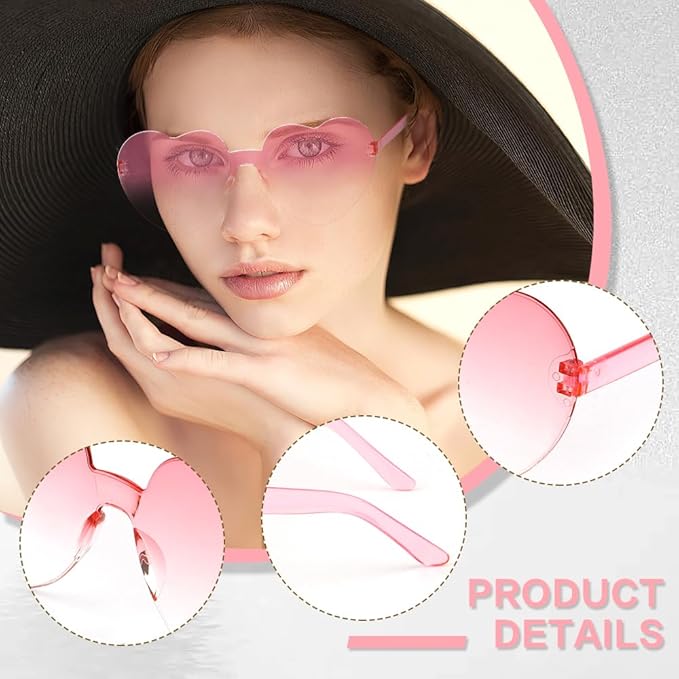 Heart Sunglasses 2 Pairs Heart Shaped Sunglasses Womens Heart Glasses Rave Sunglasses for Women Party Favors