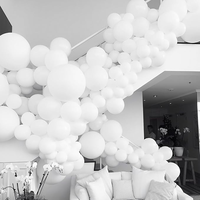 110pcs White Balloons 12inch Matte White Latex Party Balloons for Wedding, Birthday, Graduation, Bridal Shower, Baby Shower, Bachelorette and Engagement Decorations