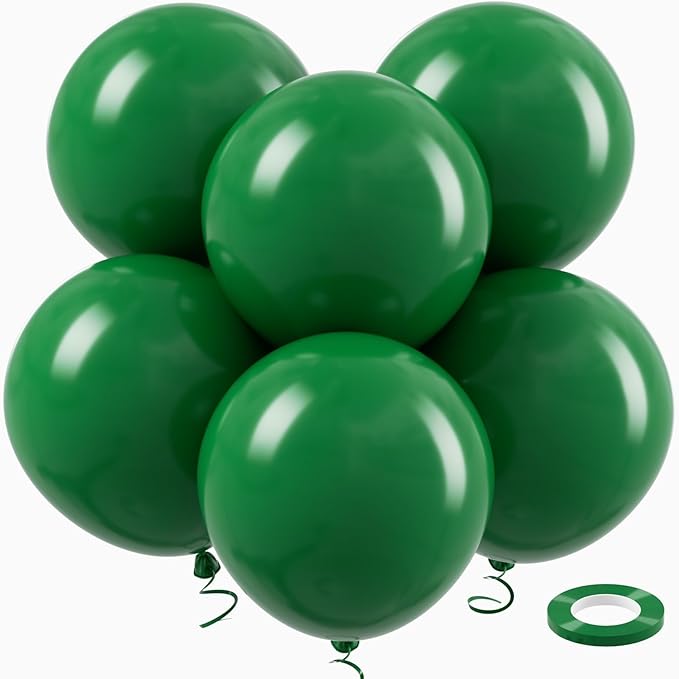 18 Inch Emerald Green Large Balloons - 35Pcs Thick Hunter Green Balloons Big Round Dark Green Latex Party Balloons for Birthday Anniversary Baby Shower Gender Reveal Themed Party Decorations