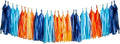 Aimto Dark Blue,Light Blue and Orange Tassel Garland Banner Paper Tassels for Party Decorations,Pack of 15