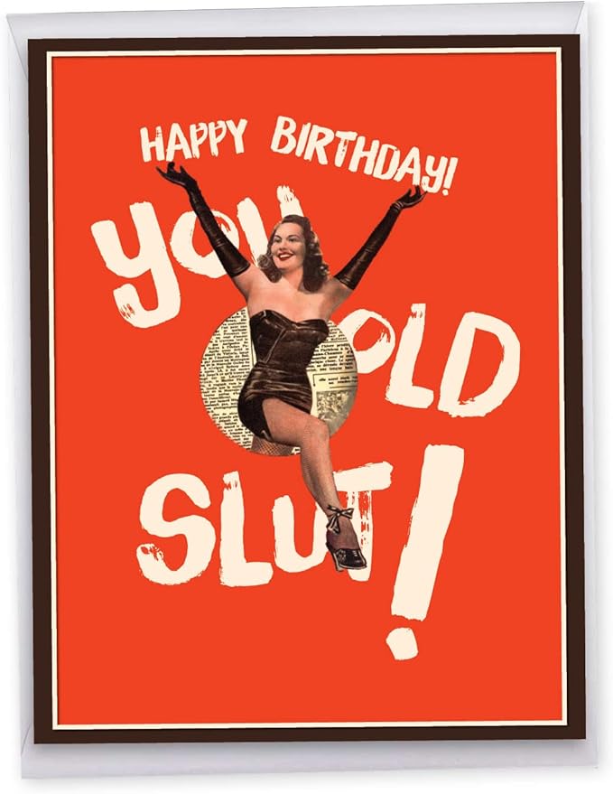NobleWorks Jumbo Funny Birthday Greeting Card From Us 8.5 x 11 Inch with Envelope (1 Pack) Big, Jumbo Bday Old Lady J7020BDG-US
