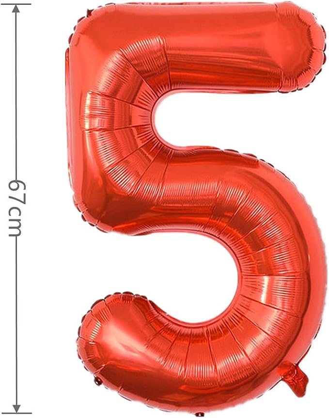 YPSelected 32 Inch Large Foil Helium Number Balloon Birthday Wedding Party 0-9 (Red, 5)