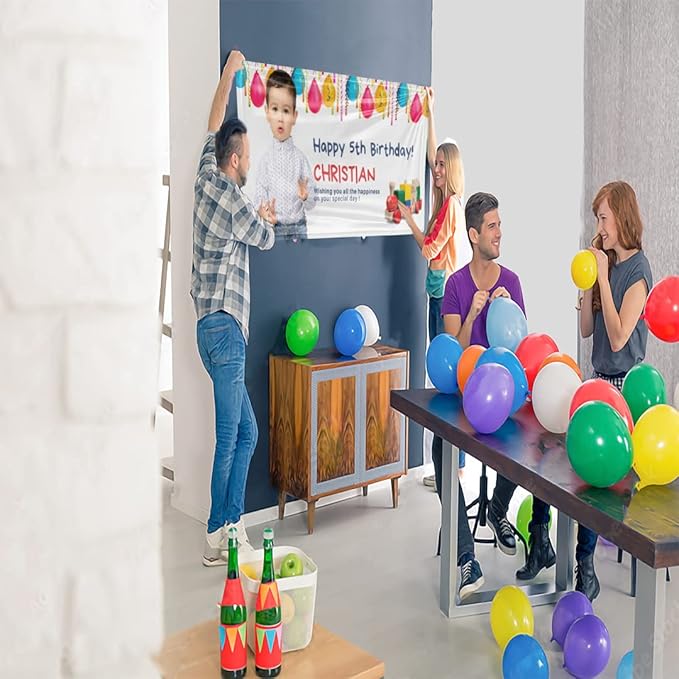 Custom Happy Birthday Vinyl Banner Sign, Personalized Party Backdrop, Gift, and Decoration - From NiceMemoryLLC. (Style-20)