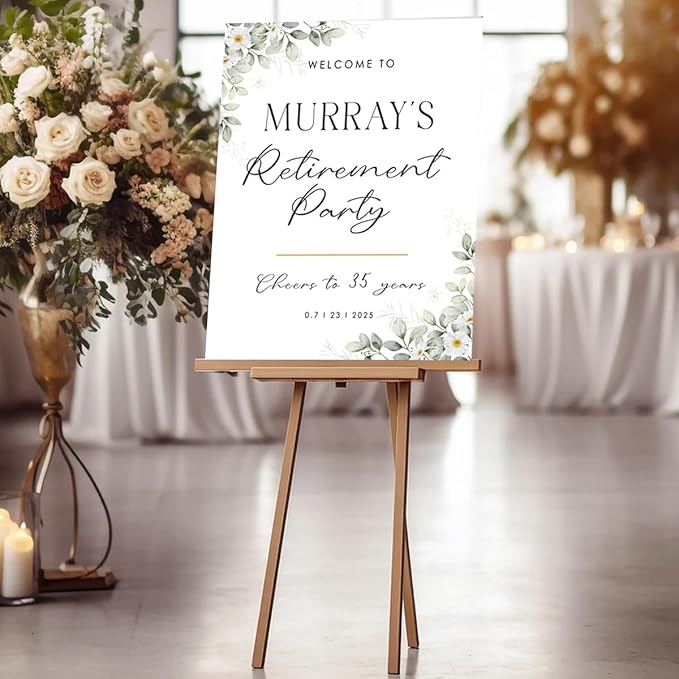 Custom Modern Retirement Party Welcome Sign, Minimal Retirement Celebration Yard Sign, Greenery Retired Party Decor, Customizable Name & Date - Multiple Sizes