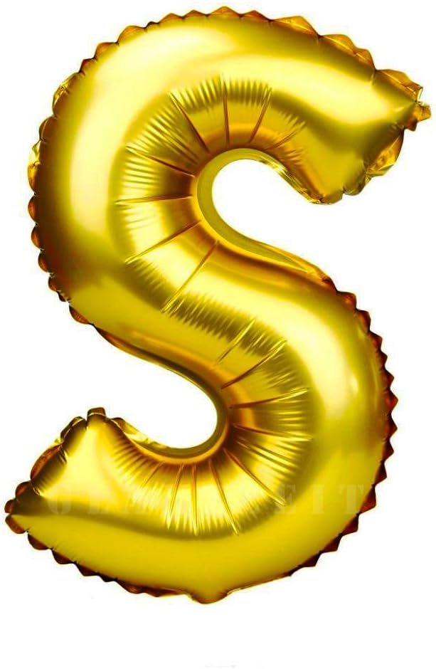 Glanzzeit 16 Inch Gold Balloons Decor Letters A to Z Numbers 0 to 9 for Wedding Prom Birthday Party (Letter S)