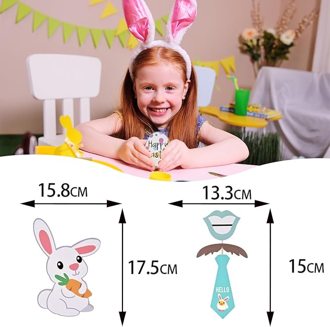 Easter Photo Booth Props,35Pcs Set of Happy Easter Egg Bunny Selfie Photobooth Props,Spring Photography for Easter Party Decorations