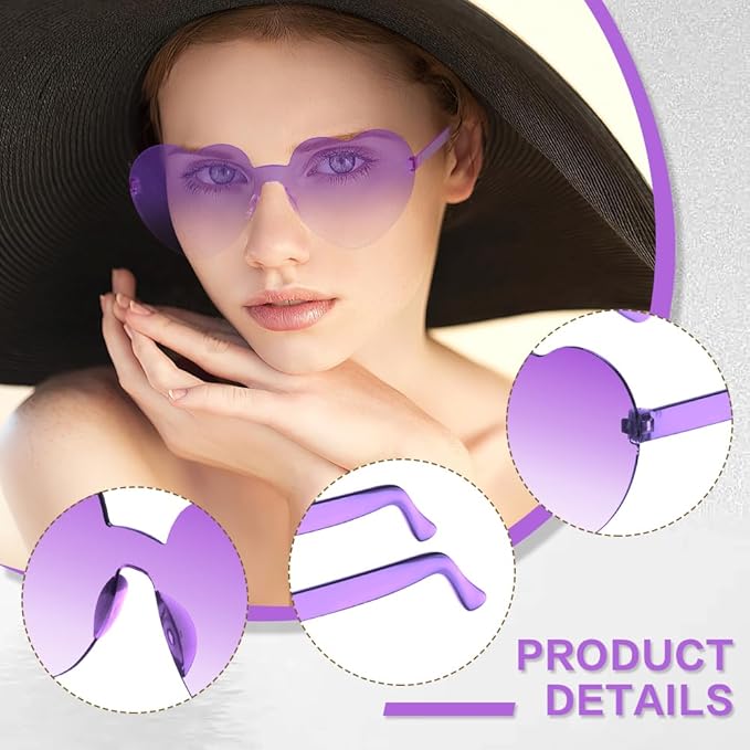 Heart Sunglasses 2 Pairs Heart Shaped Sunglasses Womens Heart Glasses Rave Sunglasses for Women Party Favors